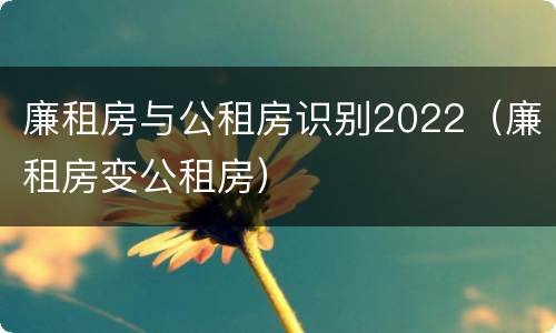 廉租房与公租房识别2022（廉租房变公租房）