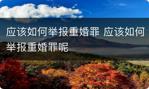 应该如何举报重婚罪 应该如何举报重婚罪呢