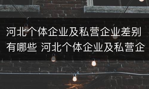 河北个体企业及私营企业差别有哪些 河北个体企业及私营企业差别有哪些呢