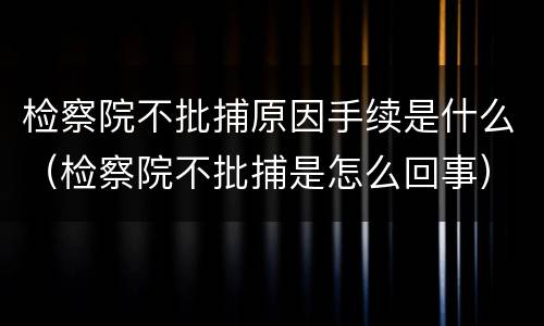 检察院不批捕原因手续是什么（检察院不批捕是怎么回事）